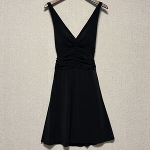 Sheila Yen Dusk Dress Size 6 Black Ruched V-Neck Criss Cross Back Prom Party